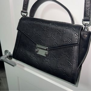 Michael Kors Whitney Medium Quilted Top Handle Satchel Black/Silver